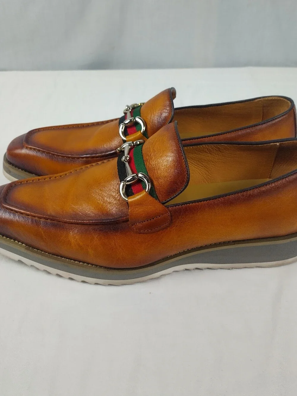 Maison Forte Mens Size 11 Vienna Leather Bit Dress Loafers Cognac Gress Loafers